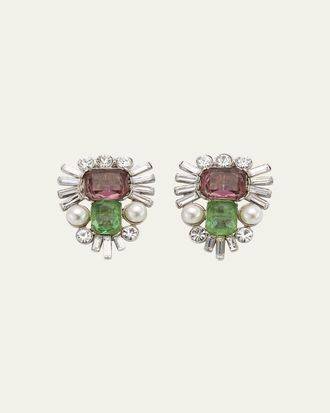 Ben-Amun Pearly and Crystal Clip-On Earrings