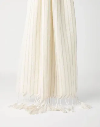 Brunello Cucinelli Womens Off White Wool Linen Scarf