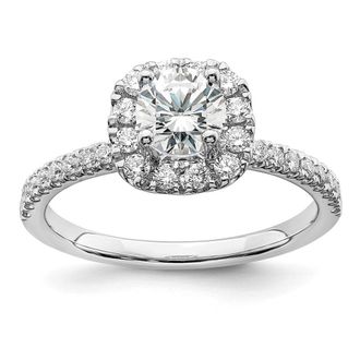 Diamond2Deal 14k White Gold 1 Ct Lab Grown Diamond Halo Engagement Ring