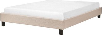 Beliani Beliani - Modern Fabric eu Double Bed Frame 4ft6 Beige Polyester Linen Roanne