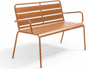 Oviala Banco de jard&iacute;n de metal caramelo