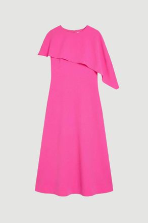 Karen Millen Womens Plus Size Soft Tailored Cape Detail Midi Dress - Pink - Size 22 UK