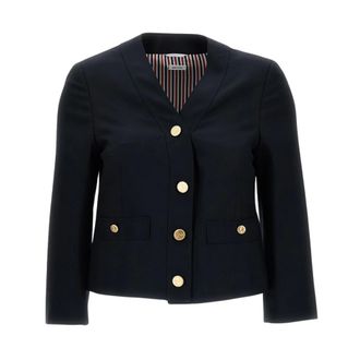 Thom Browne Giacca in fresco di lana - female - Thom Browne - Blazers - Blue - XS - Jackets