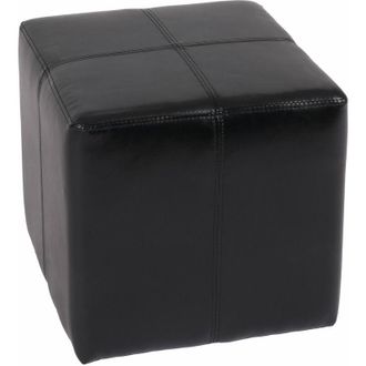 Hhg Hhg - Asiento Cubo Taburete Onex, Cuero + Polipiel, 36x36x36cm Certificado Mvg, Negro