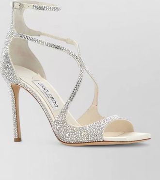 Jimmy Choo London azia 95 satin sandals crystal detail