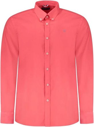 North Sails Rode Katoenen Geborduurde Overhemd - Heren - Casual Overhemden - Rood - M - Katoen - Overhemden