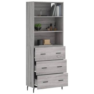 Berkfield Home Highboard Grey Sonoma 69.5x34x180 cm Engineered Wood