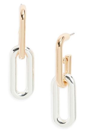 Open Edit Oval Link Drop Earrings in Silver- Gold at Nordstrom