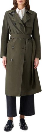 Akris Crinkled Parachute Taffeta Trench Coat in Olive at Nordstrom, Size 12
