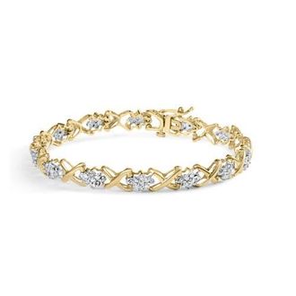 House of Brilliance 10k Yellow Gold 2.00 Cttw Diamond Cluster and Alternating X Link Bracelet at Nordstrom