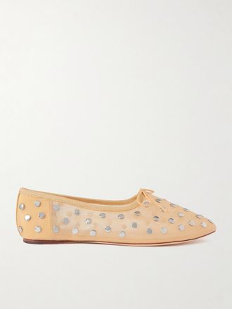 Loeffler Randall Ballerine In Mesh Con Borchie Landon - Neutri