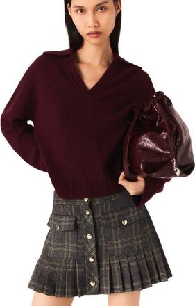 Maje Short pleated checked skirt in Grey at Nordstrom, Size 42 Eu