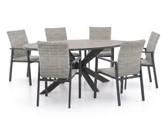 Manifesto Furniture Manifesto Villongo/Fidenza ovaal 180cm dining tuinset 7-delig stapelbaar