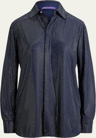 Ralph Lauren Collection Adrien Embellished Silk Georgette Button-Down Shirt