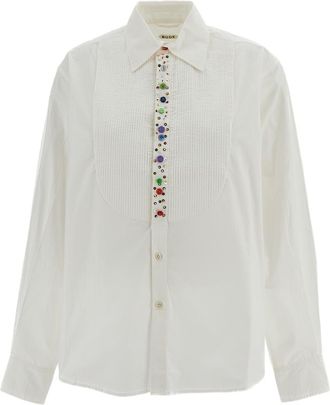 Bode White Button Jar Tuxedo Cotton Shirt