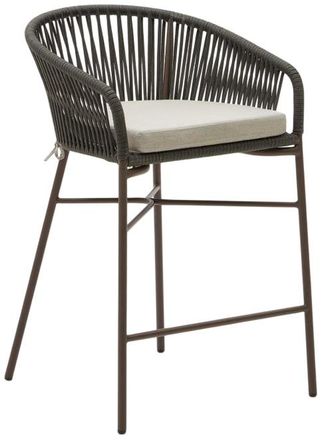 K Home Handgeflochtener Outdoor Design Barstuhl Yanetto Sitzh&ouml;he 65 cm - Khaki