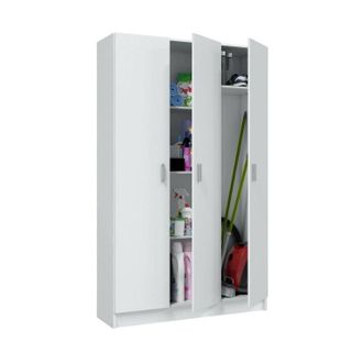 Dmora Dmora - Armadio Multiuso Beaumont, Mobile Ausiliario A 3 Ante, Guardaroba Portascarpe, Guardaroba Portascope, Cm 109x37h180, Bianco, Con Imballo Rinfo