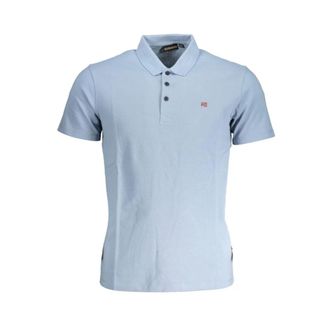 Napapijri Tops, Heren, Blauw, M, Katoen, Katoenen polo shirt