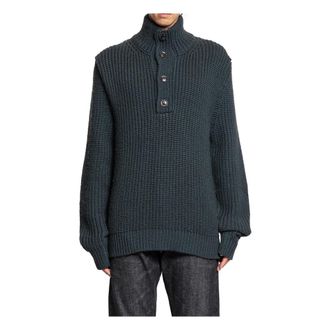 Tom Ford Turtlenecks, male, Green, Size: L Cashmere Wool Half Button