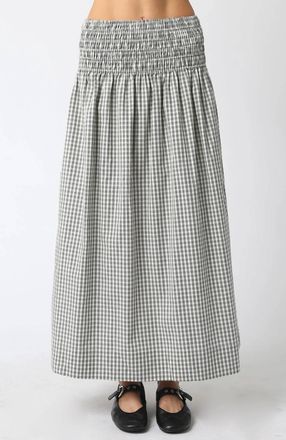 Olivaceous Jesse Smocked Midi Skirt In Black/ Cream