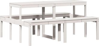 vidaXL Vidaxl - Mesa De P&iacute;cnic Madera Maciza De Pino Blanco 160x134x75 Cm
