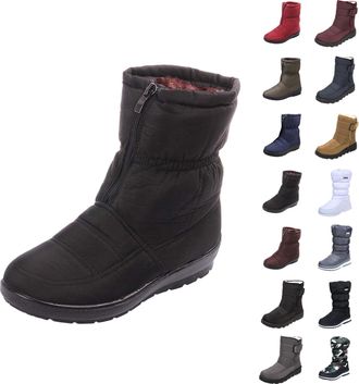 Generic Womens Walking Boots Winter Boots for Women Uk Warm Waterproof Windproof Walking Fit Boot Anti Grips Slip Fur-Lined Shoe Mid Built Fluffy Wide Thermal