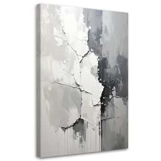 Feeby Cuadro Sobre Lienzo, Abstracci&oacute;n En Hormig&oacute;n Negro Y Blanco, 80x120
