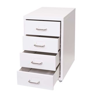 Hhg Roll Container Boston T851, Armario Con Cajones Armario De Acero Para Oficina, 48x28x41cm 4 Cajones, Blanco