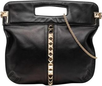 Valentino Pre-owned Studded Satchel - Dames - Vintage Clutch - Zwart - ONE Size - Leer - Vintage