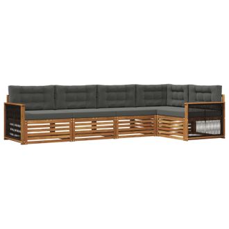 vidaXL Conjunto De Sof&aacute;s De Exterior 5 Pcs Natural Y Antracita Vidaxl