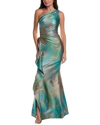 Teri Jon by Rickie Freeman Metallic Starburst Gown