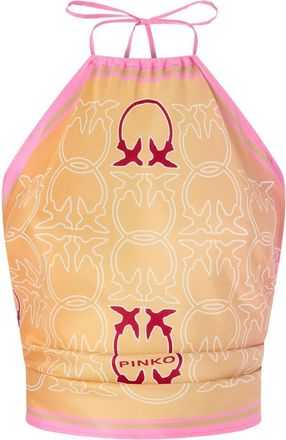 Pinko Pink And Orange Scarf Top With Logo