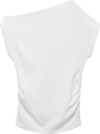Mango Asymmetric Neck Top in White at Nordstrom, Size Xx-Small