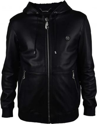 Philipp Plein Heren, Jassen, Zwart, Maat: M Leer
