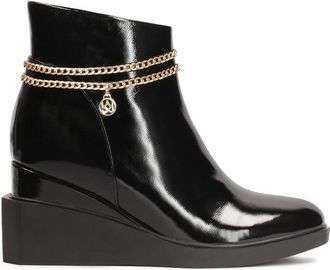 Kazar Enkellaarzen met afneembare ketting - Dames - Sleehakken - Zwart - 41 EU - Leer - Schoenen