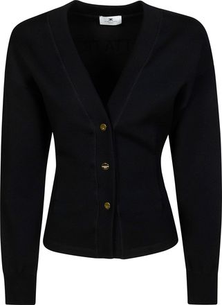 Elisabetta Franchi Fitted Black Deep V Cardigan