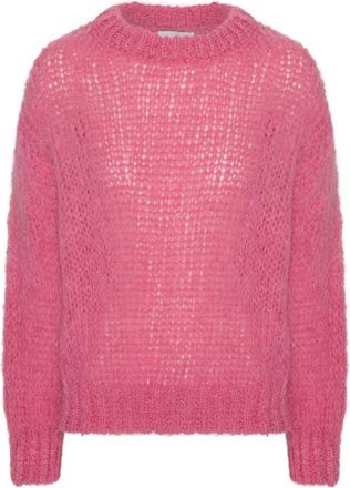 Americandreams Leonnie Alpaca Pullover - Dames - Ronde hals truien - Roze - M - Wol - Truien & Vesten