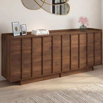 IDMarket Buffet 200 Cm Rosie 4 Puertas Y 3 Cajones Estilo Nogal Dise&ntilde;o Minimalista