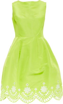 Oscar De La Renta S15 light green silk organza scalloped eyelet dress US6 M