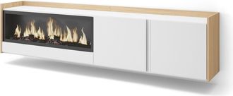Skraut Home Skraut Home - Mueble Tv, Televisi&oacute;n, Muebles De Sal&oacute;n, Almacenaje, 212x35x50cm, Para Tv Hasta 80, Chimenea El&eacute;ctrica Xxl, Colgado, Suspendido, Estilo 