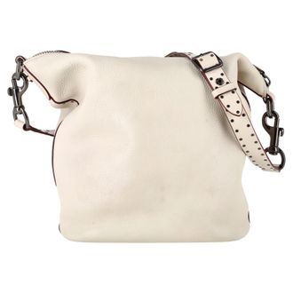 Coach Border Rivets Duffle schoudertas in wit leer