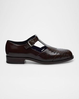 Bally Mens Spiegel Leather T-Strap Mary Jane Shoes
