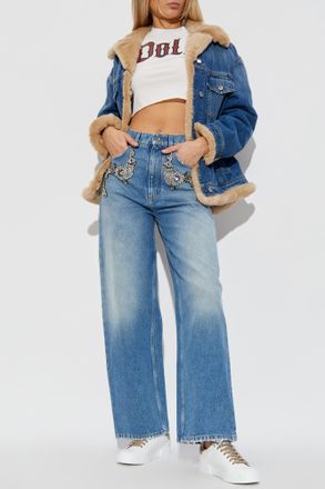 Dolce & Gabbana Jeans With Shimmering Appliqués, Womens, Blue