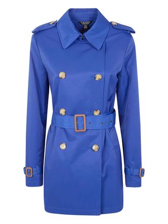 Lauren Ralph Lauren button belted coat - women - Cotton/Polyester/Polyester - M - Blue