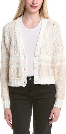 Autumn Cashmere Cotton by Autumn Cashmere 2-Tone Jacquard Cropped V-Neck Cardigan