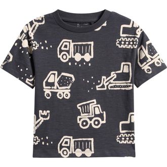 Next Kids Construction Cotton Graphic T-Shirt in Black at Nordstrom, Size 12-18M