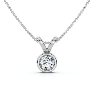 Pompeii3 Dainty Stackable Solitaire Bezel Diamond Pendant 14k Gold Lab Grown EF/VS
