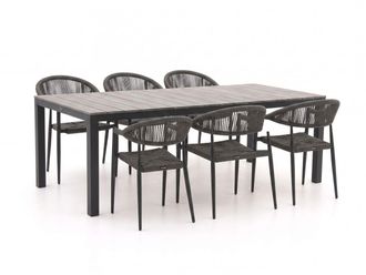 Manifesto Furniture Manifesto Belpasso/Fidenza 220cm dining tuinset 7-delig stapelbaar