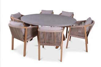 Royalcraft LUNA 180x130cm Ellipse concrete table with 6 Roma Dining Chairs