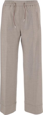 Ql2 Quelledue Tilde 85 Stretch Wol Broek - Dames - Wijde Broeken - Beige - XL - Wol - Broeken